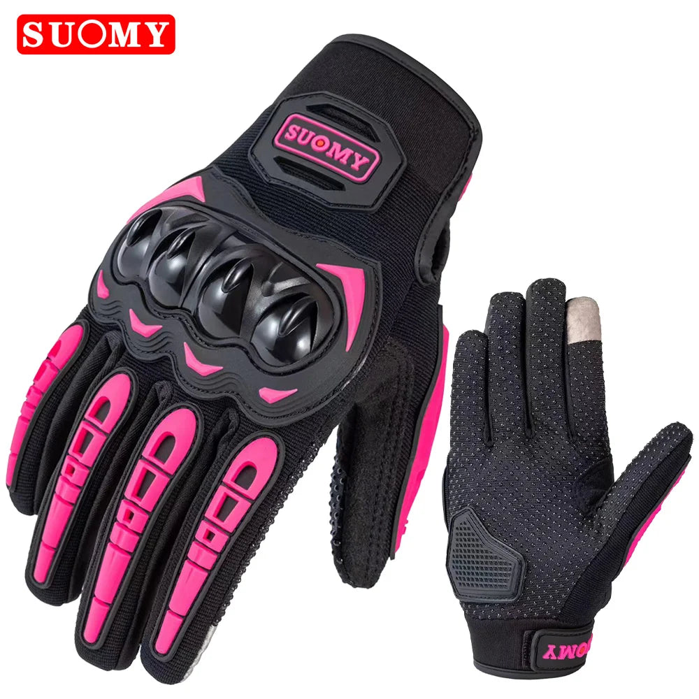 SUOMY New Orange Motorcycle Gloves Summer Men Women Full Finger Touch Screen Motocross Guantes Motorbike Bicycle Cycling Gloves