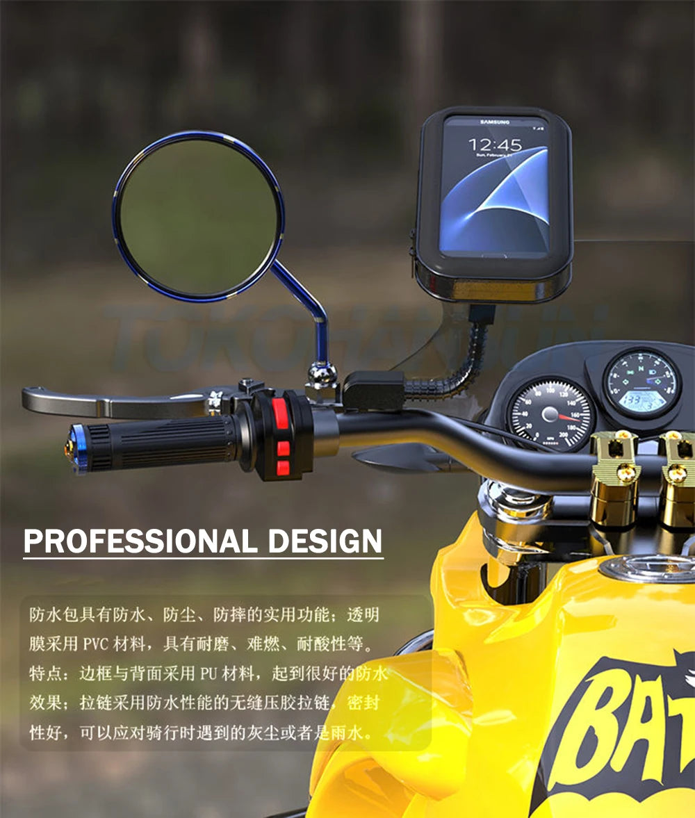 Motorcycle Phone Holder Support Telephone Mobile Stand For Moto Support For iPhone Cellphone Bicycle Holder Waterproof Bag