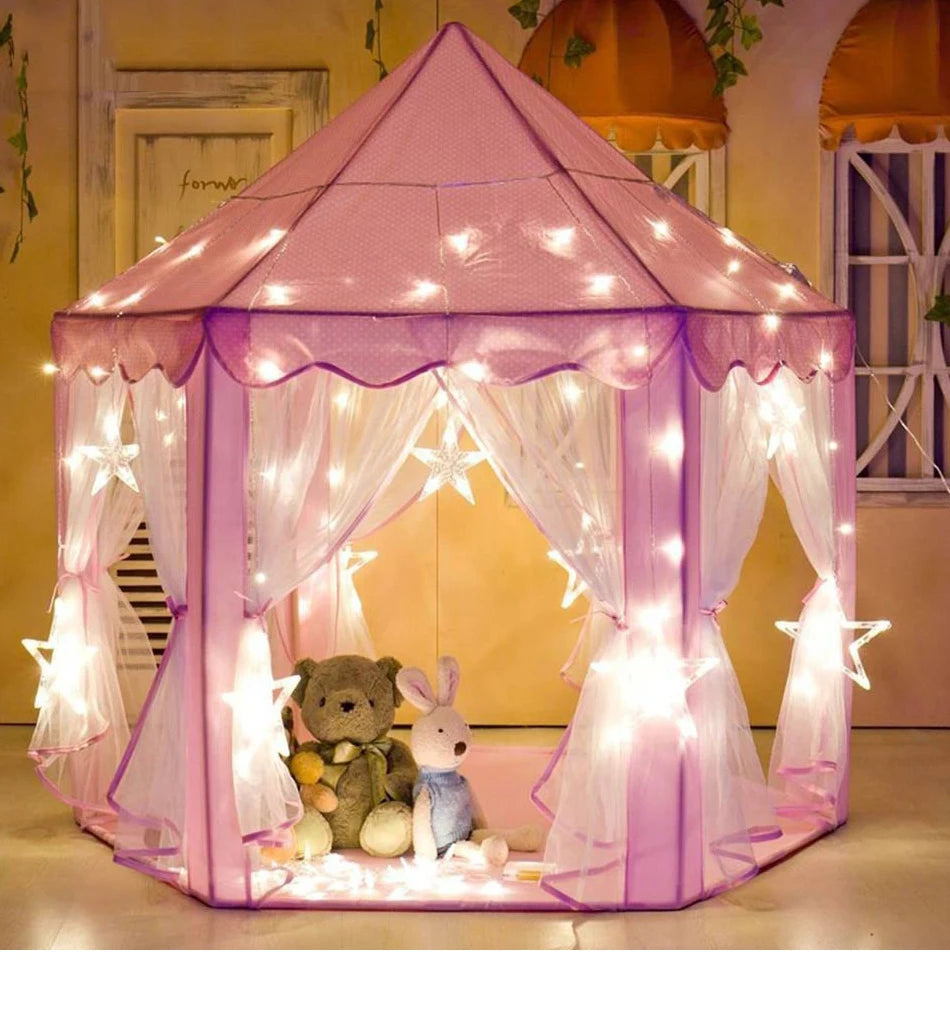 Princess Tent Girls Large Playhouse Kids Castle Play Tent Lights Toy for Children Indoor and Outdoor Play house Tipi teepee