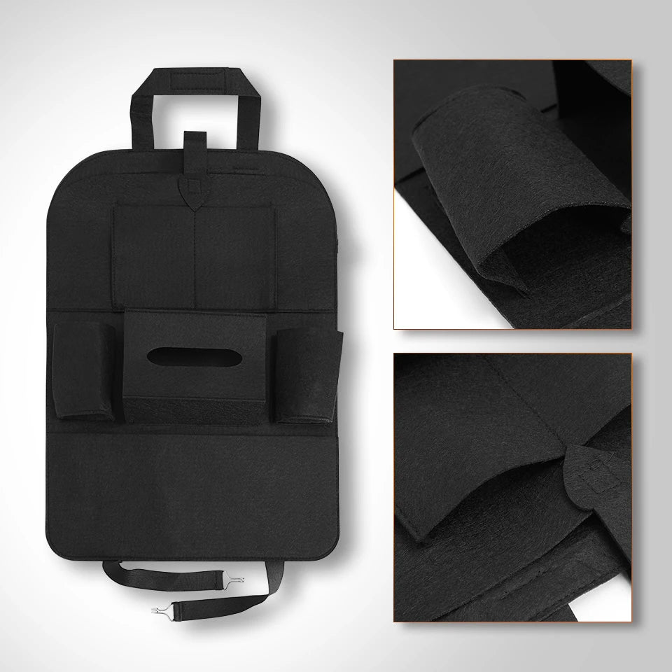 1pc Universal Car Back Seat Storage Bag Organizer Trunk Elastic Felt Storage Bag 6 Pockets Organizer Hanging Car Accessories