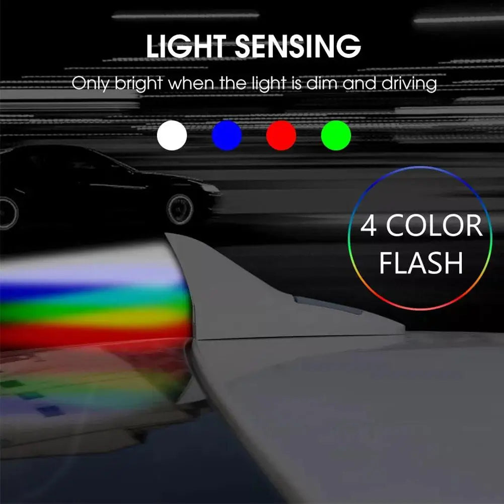 2025 New Universal Auto Car Led Warning Lamp Solar Powered Shark Fin Antenna Decorative Warning Signal Tail Light