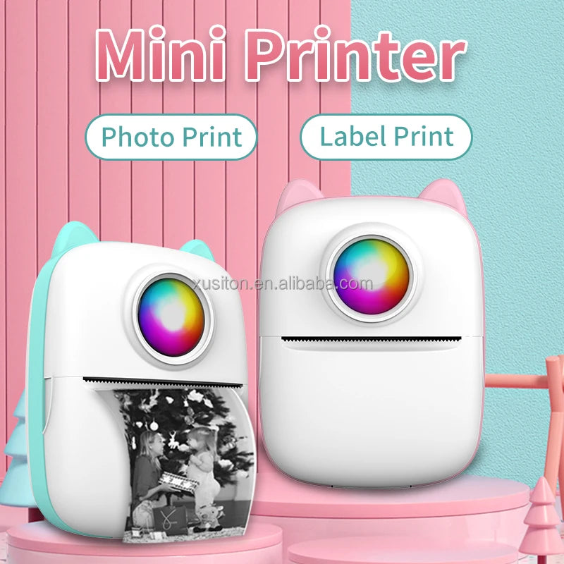 TJXL-X2 Thermal Printer 203 DPI HD Photo Note Label Student Printer Mistakes Handheld Pocket Portable Wireless Mini Digital Prin