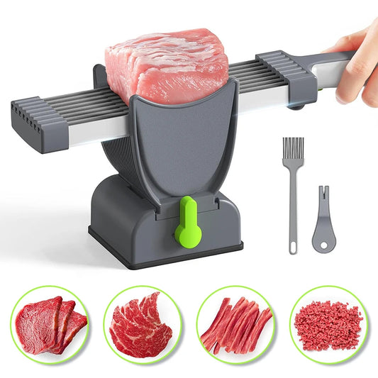 Adjustable Thickness Meat Slicer 2/4mm Stainless Steel Manual Kitchen Knife Cleaver Meat Cutter for Jerky Suit