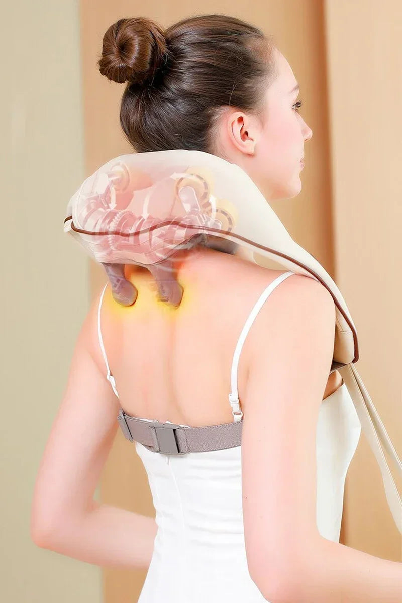 2025 Bionic Neck Shoulder Massager Kneading Massager Shawl 3-Level Modes Neck Cervical Waist Leg Body Muscles Massage Pillow