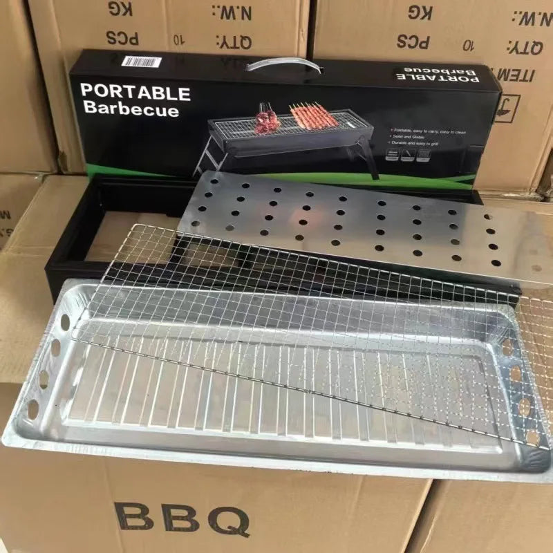 New Large BBQ Barbecue Grill Folding Portable Charcoal Outdoor Camping Picnic Burner Foldable Charcoal Camping Barbecue Oven