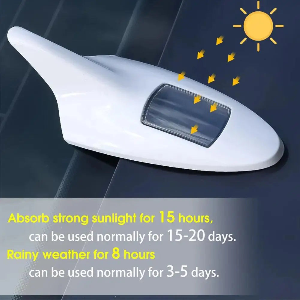 2025 New Universal Auto Car Led Warning Lamp Solar Powered Shark Fin Antenna Decorative Warning Signal Tail Light