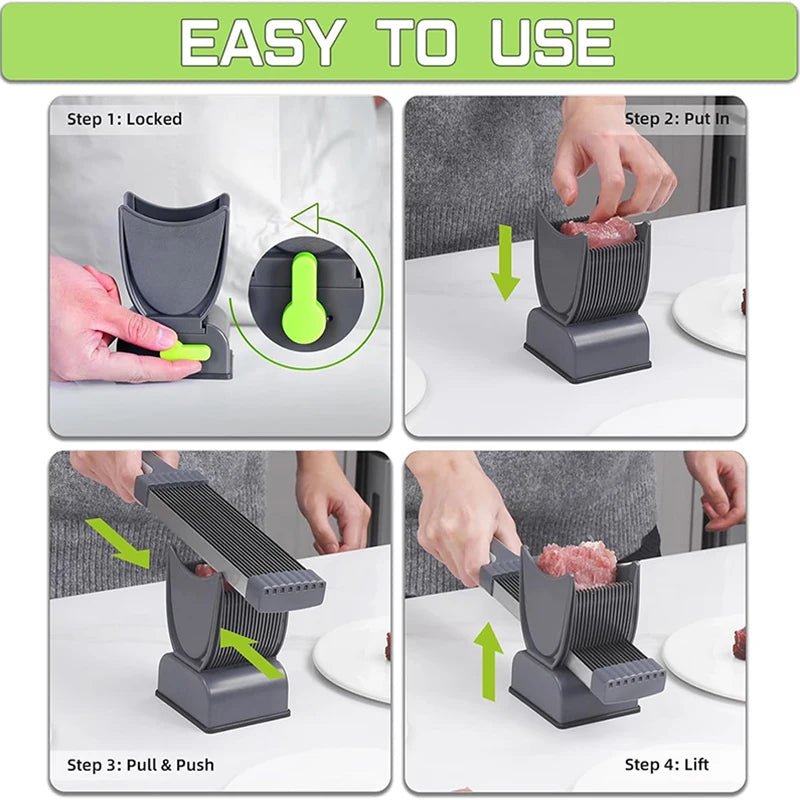 Adjustable Thickness Meat Slicer 2/4mm Stainless Steel Manual Kitchen Knife Cleaver Meat Cutter for Jerky Suit