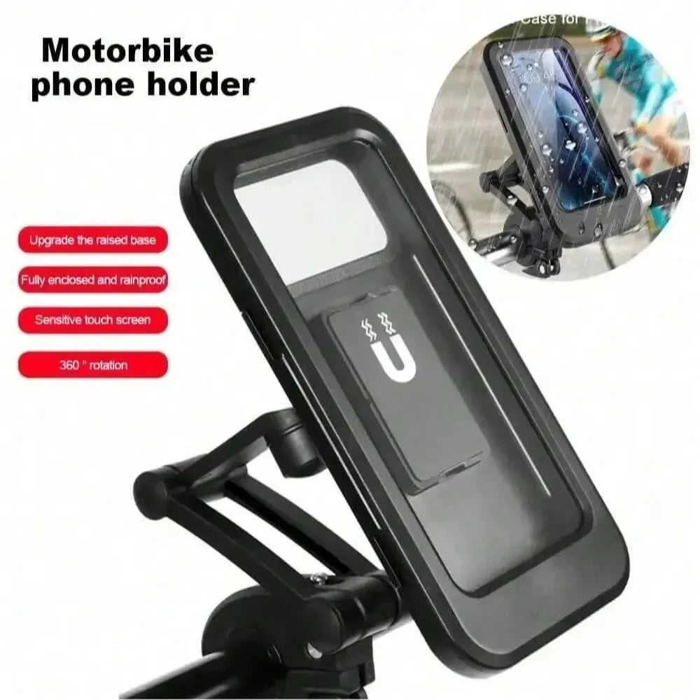 Waterproof Motorcycle Bike Mobile Phone Holder Magnetic Universal Bicycle GPS 360° Swivel Adjustable Phone Accessories