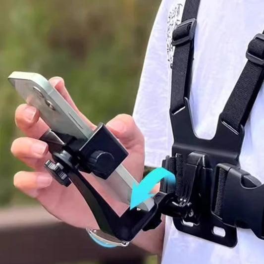 Phone Chest Mount Harness Holder Adjustable Mobile Phone Strap Clip Vest & Body Holder for iPhone Samsung GoPro  Osmo