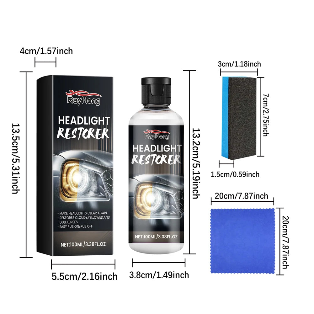 100ml Car Headlight Restoration Kit Cleans Yellow Haze Scratch Automotive Headlight Lens Restorer