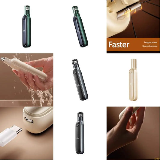 A0NC Electric Nose Hair Trimmer Men Rechargeable Anti Pinch Nose Hair Cleaning Scissor Waterproof Multifunctional Trimmer