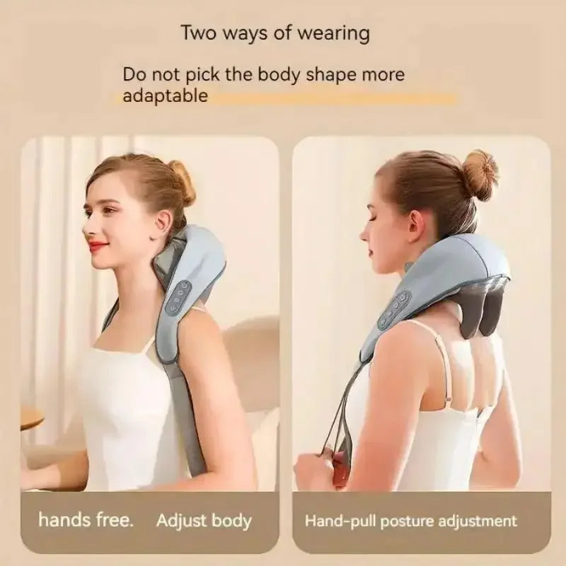 2025 Bionic Neck Shoulder Massager Kneading Massager Shawl 3-Level Modes Neck Cervical Waist Leg Body Muscles Massage Pillow