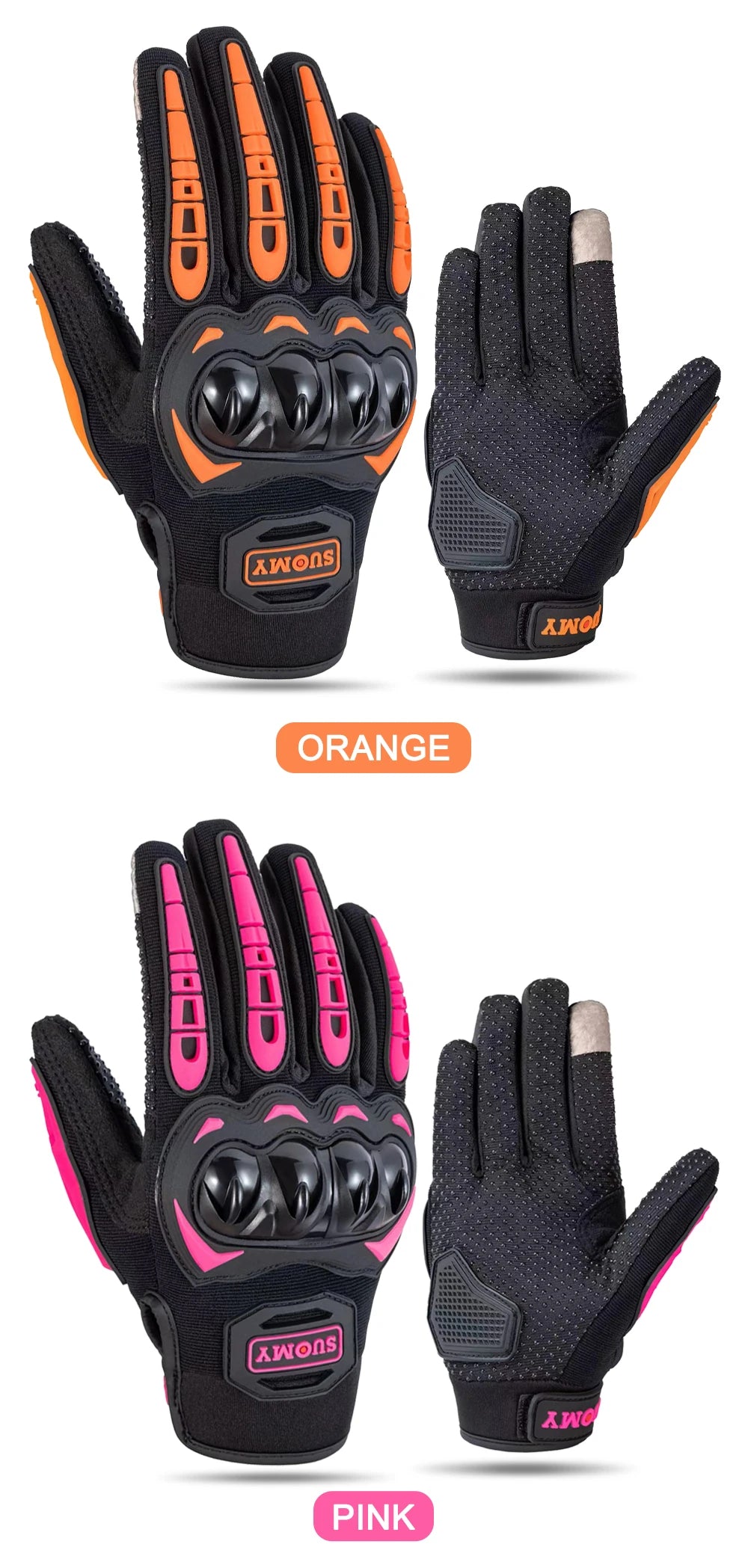 SUOMY New Orange Motorcycle Gloves Summer Men Women Full Finger Touch Screen Motocross Guantes Motorbike Bicycle Cycling Gloves