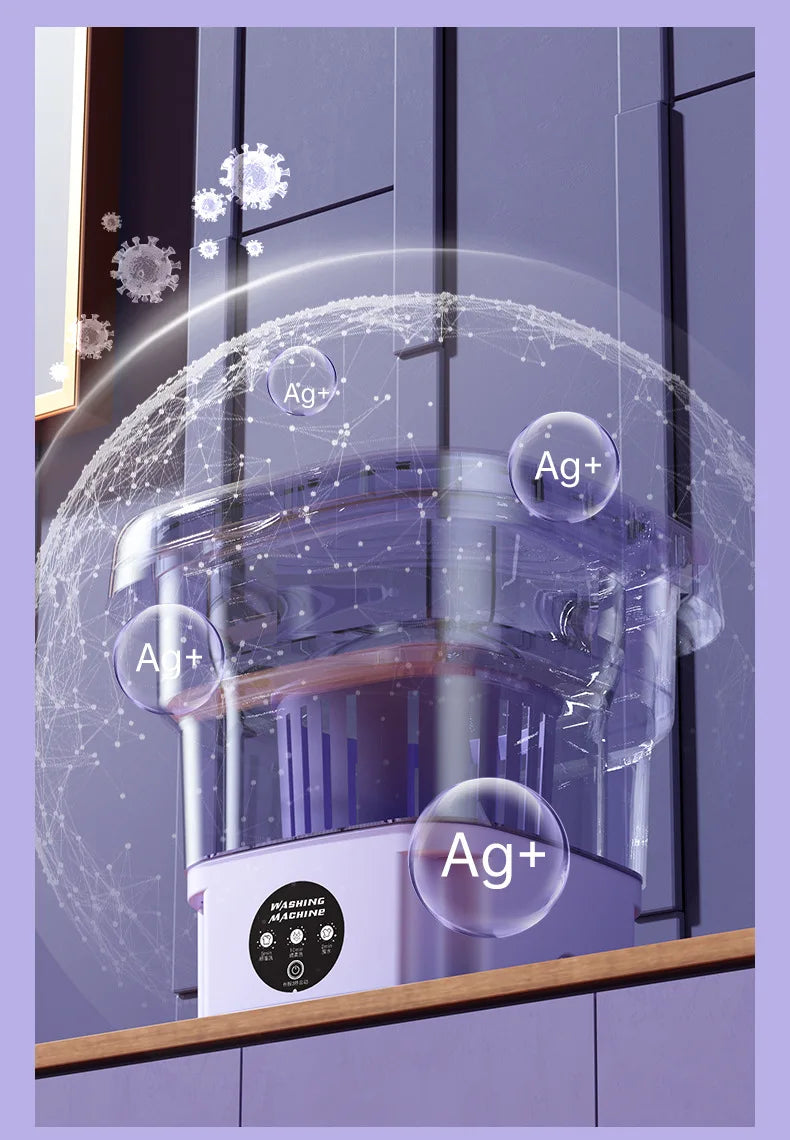 Portable Foldable Washing Machine with Spin Dryer for Socks Underwear Panties Mini Washer for Apartment Dorm Travel