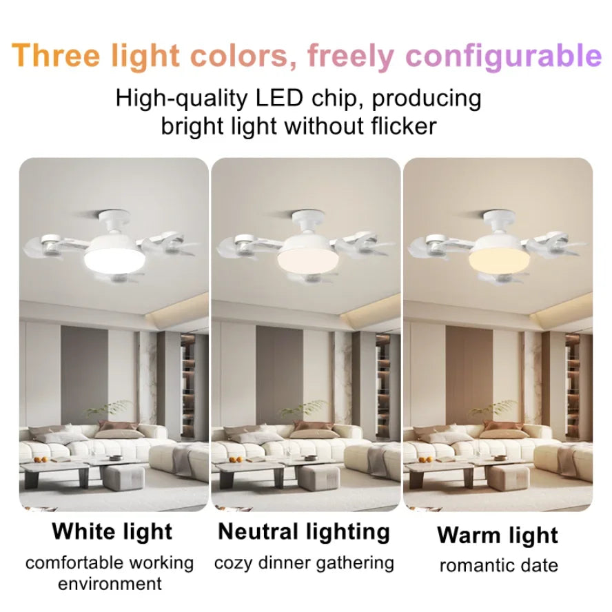 E27 3 in 1 Fan Light Bulb Drone Design 3/4 Blades Remote Control Ceiling Fan Lamp AC85V-265V for Bedroom Restaurant Living Room