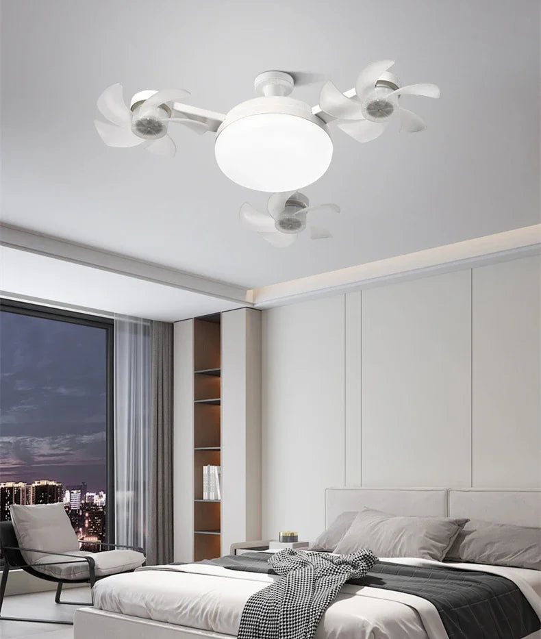 E27 3 in 1 Fan Light Bulb Drone Design 3/4 Blades Remote Control Ceiling Fan Lamp AC85V-265V for Bedroom Restaurant Living Room