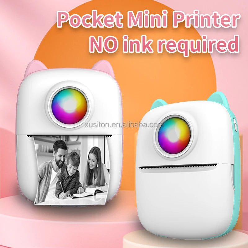 TJXL-X2 Thermal Printer 203 DPI HD Photo Note Label Student Printer Mistakes Handheld Pocket Portable Wireless Mini Digital Prin