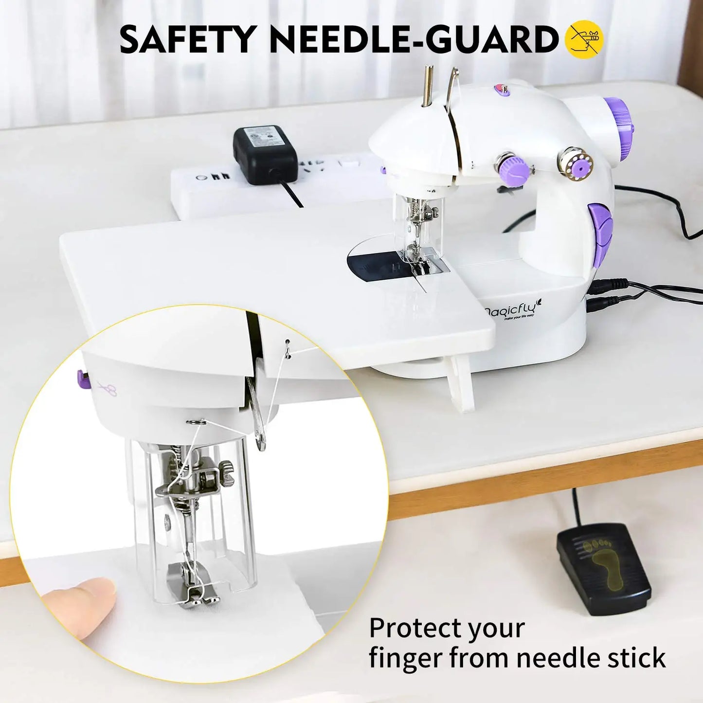 Mini Electric Handheld Sewing Machine 2022 Dual Speed Adjustment with Light Foot AC100-240V Double Threads Pendal Sewing Machine