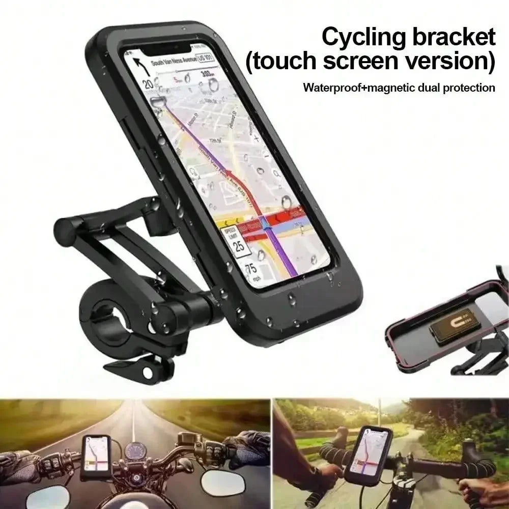 Waterproof Motorcycle Bike Mobile Phone Holder Magnetic Universal Bicycle GPS 360° Swivel Adjustable Phone Accessories