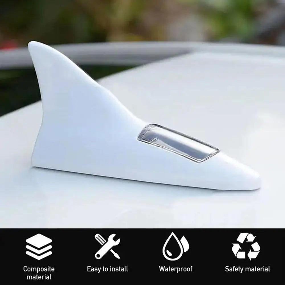 2025 New Universal Auto Car Led Warning Lamp Solar Powered Shark Fin Antenna Decorative Warning Signal Tail Light