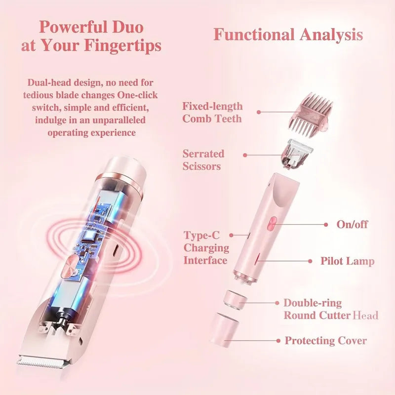 Electric Shaver for Woman Double Head Dual Purpose Razor Body Underarm Bikini Skin and Body Care Appliances Adults Women Tools