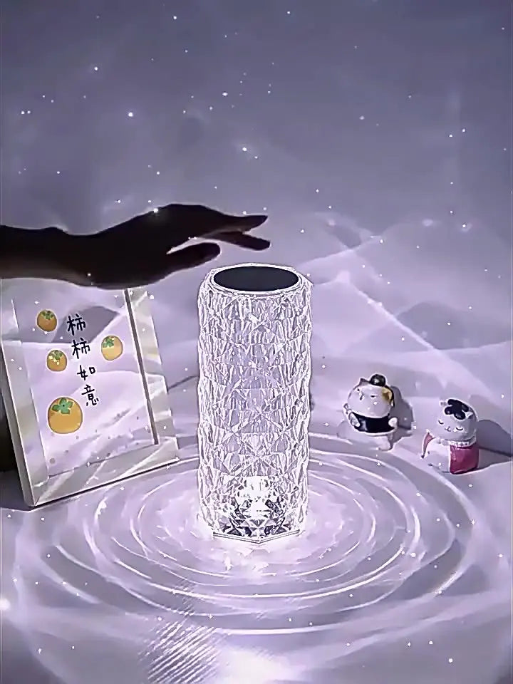 Crystal desk lamp rose light ambient light bedroom bedside beautiful romantic color atmosphere charging