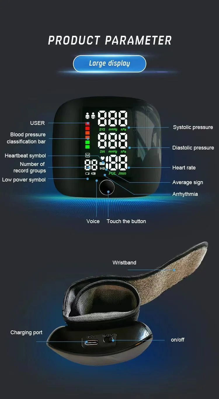 Bp Meter Tensiometer Upper Arm Digital Wrist Blood Pressure