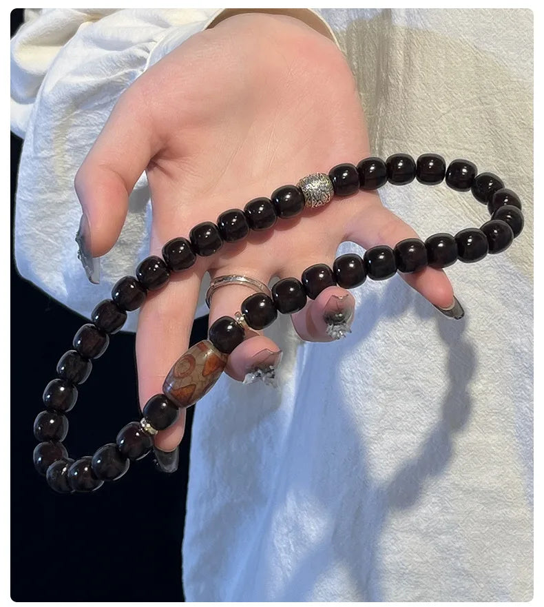 Old Natural Bodhi Root Beads 2 Layers Bracelet for Women Men Buddhist Buddha Mala Prayer Wood Hand Reduce Pressure Jewelry