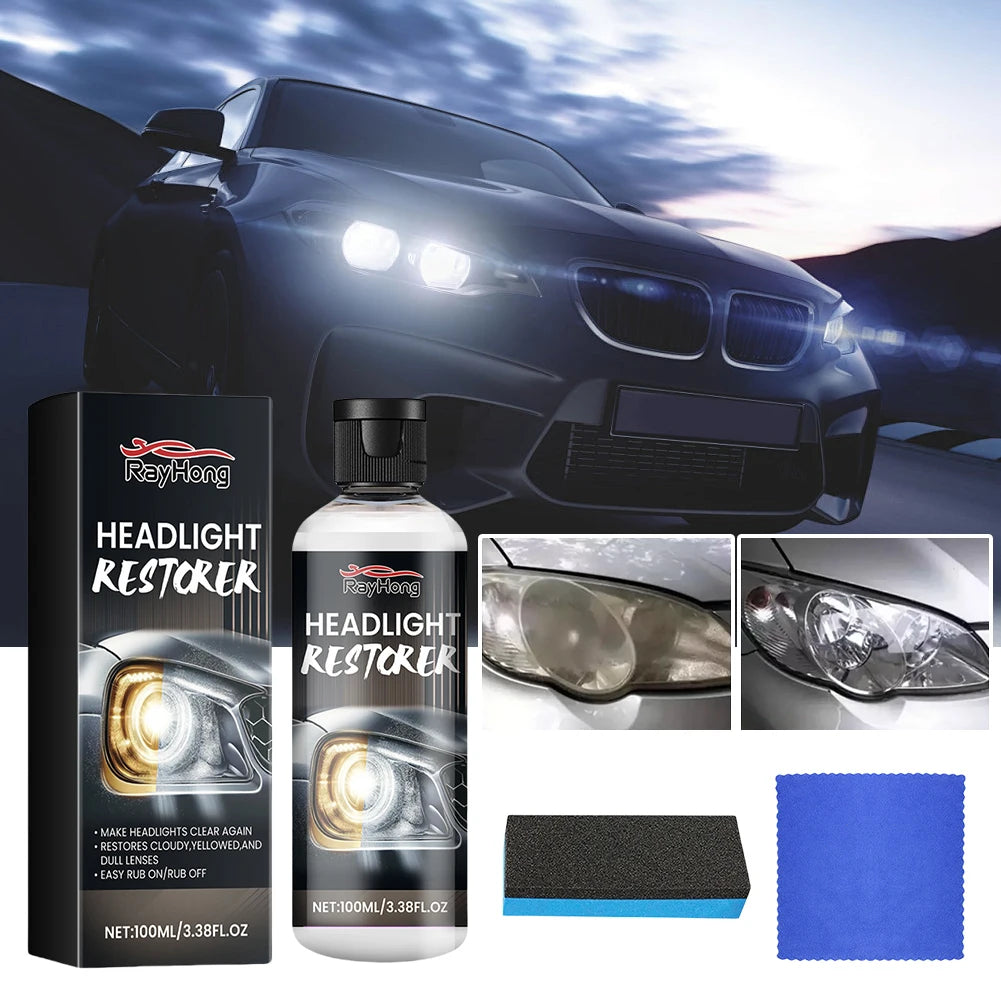 100ml Car Headlight Restoration Kit Cleans Yellow Haze Scratch Automotive Headlight Lens Restorer