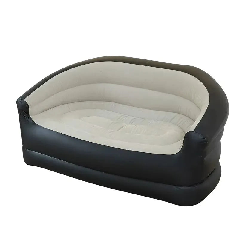Inflatable Double Sofa with Foot Pump  New Flocked Inflatable Couch for Two, Outdoor Lazy Sofa