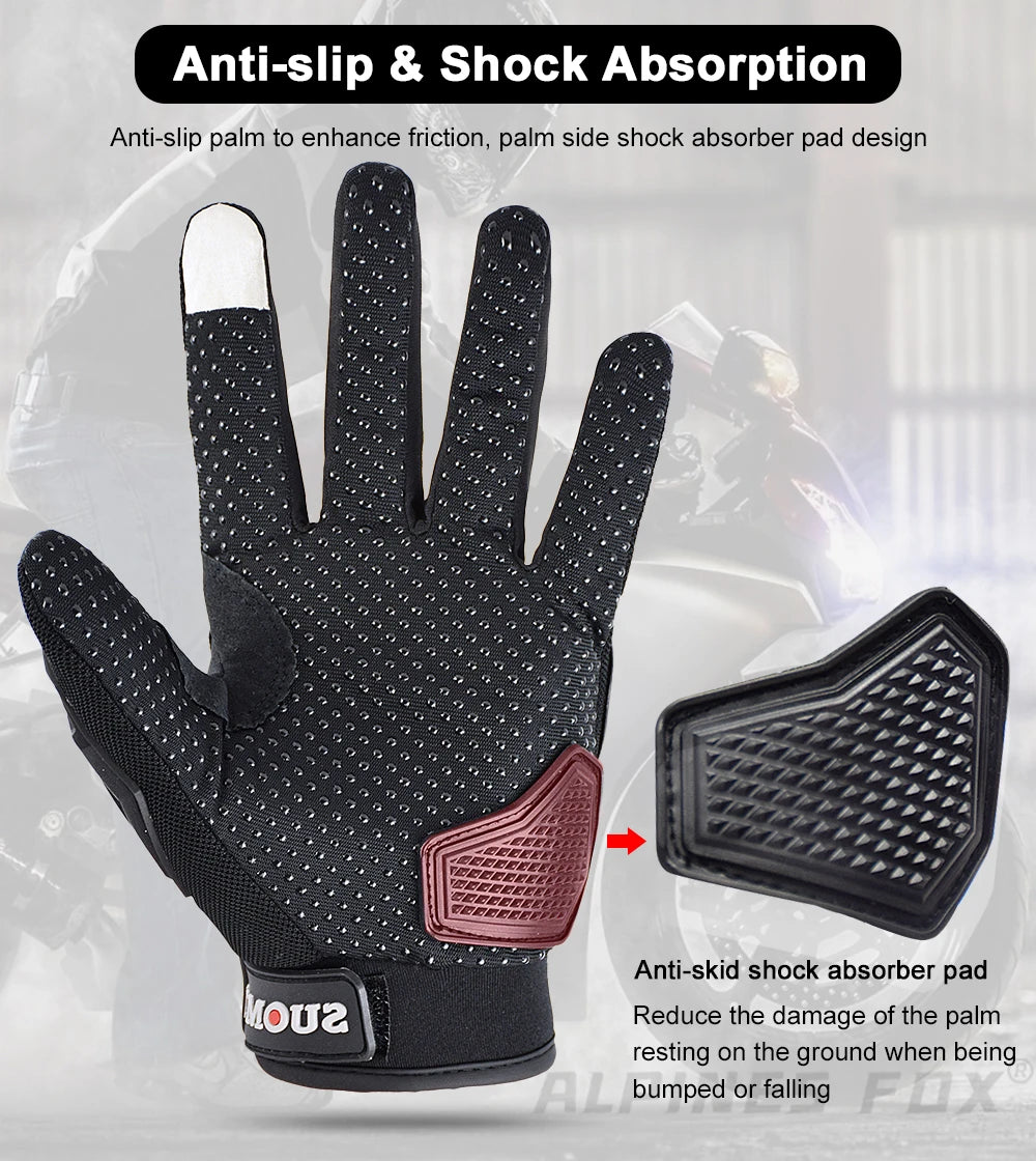 SUOMY New Orange Motorcycle Gloves Summer Men Women Full Finger Touch Screen Motocross Guantes Motorbike Bicycle Cycling Gloves
