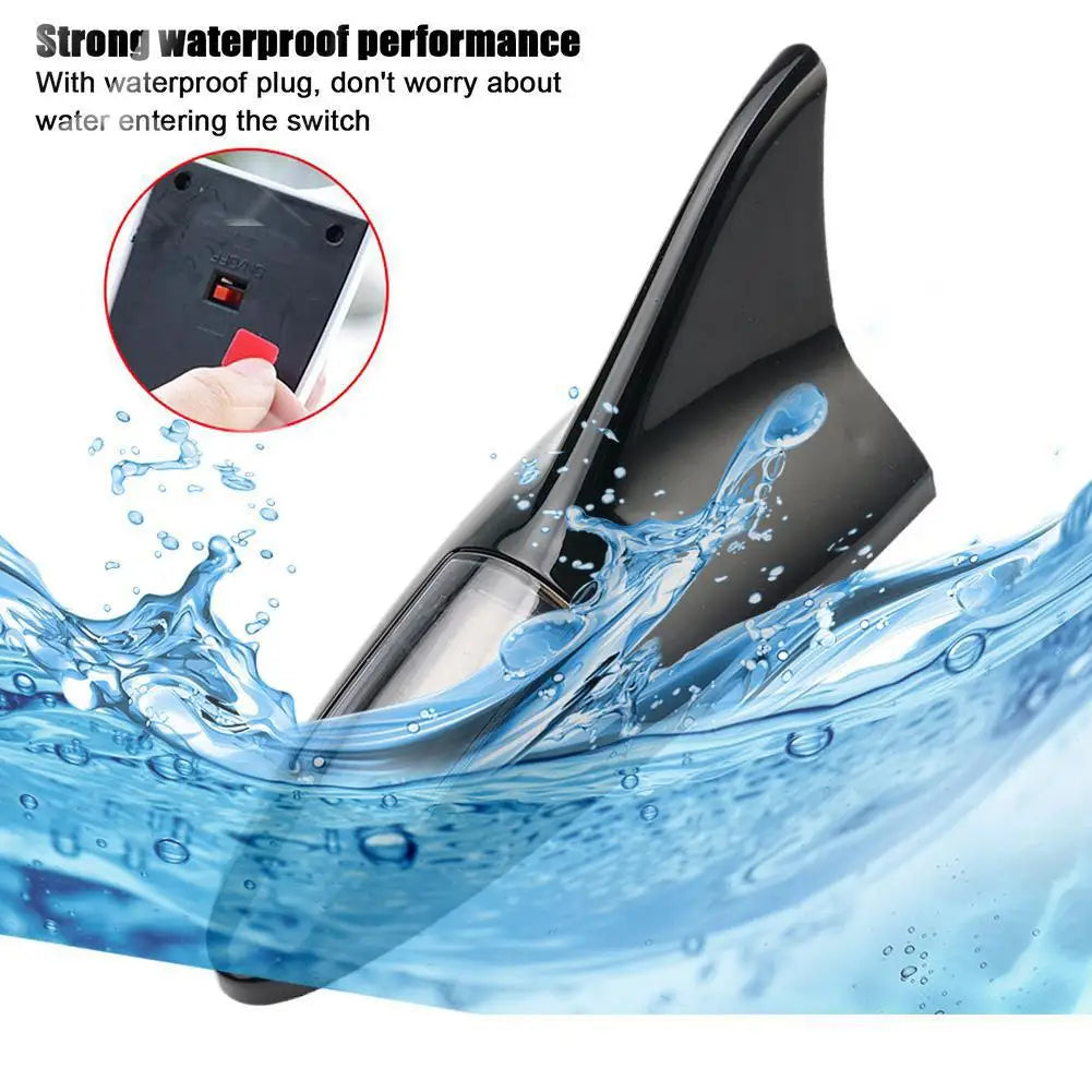 2025 New Universal Auto Car Led Warning Lamp Solar Powered Shark Fin Antenna Decorative Warning Signal Tail Light
