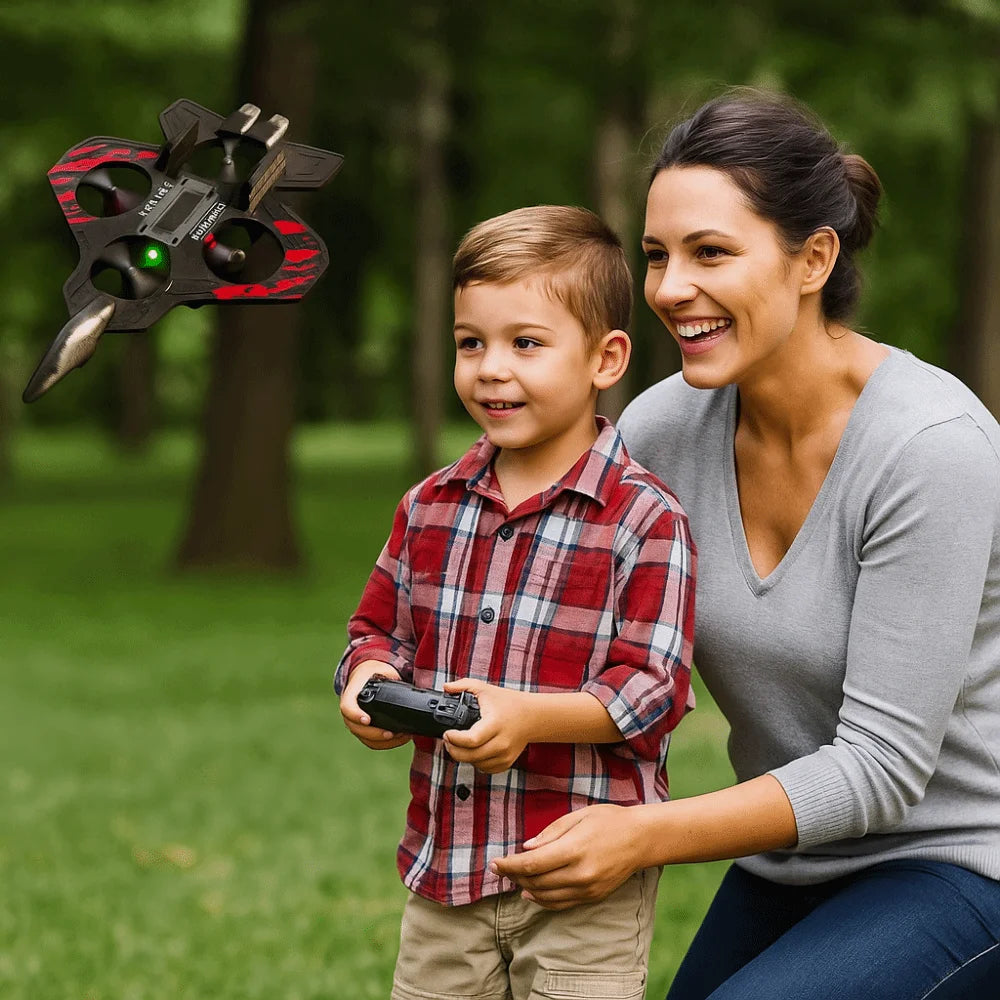 EPP Foam Remote Control Foam Fighter RC Drones Rechargeable Four Motor Helicopter Toy with Light Durable RC Hobby Jet Plane