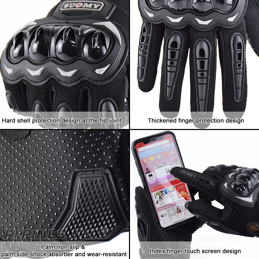 SUOMY New Orange Motorcycle Gloves Summer Men Women Full Finger Touch Screen Motocross Guantes Motorbike Bicycle Cycling Gloves