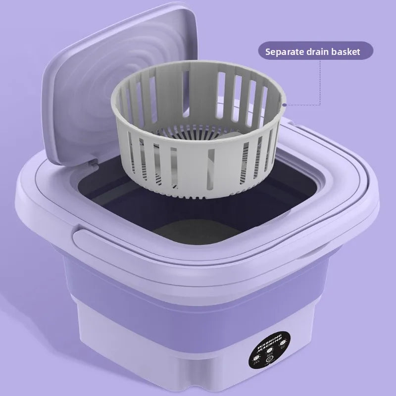 Portable Foldable Washing Machine with Spin Dryer for Socks Underwear Panties Mini Washer for Apartment Dorm Travel