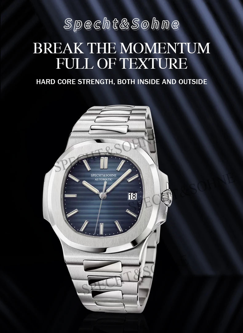 2025 Specht&Sohne New Hot Selling Men's Automatic Mechanical Watch Sapphire Crystal Stainless Steel Sports Watch Waterproof 50M