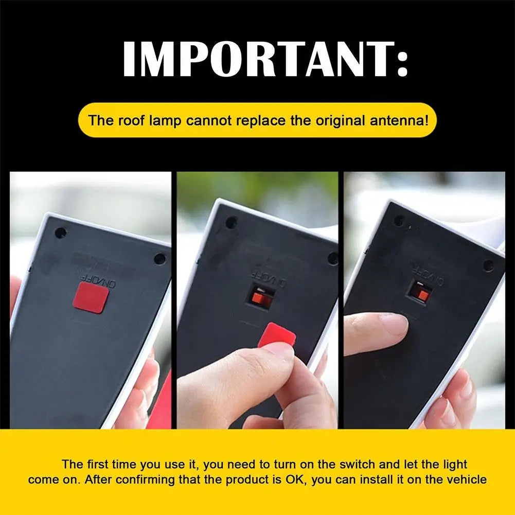 2025 New Universal Auto Car Led Warning Lamp Solar Powered Shark Fin Antenna Decorative Warning Signal Tail Light