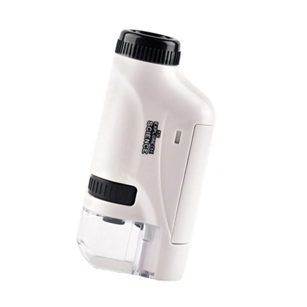 Mini Pocket Microscope Handheld Microscope Kit Battery Powered Microscope With Lab LED Light 60X-120X Biological Kids Science