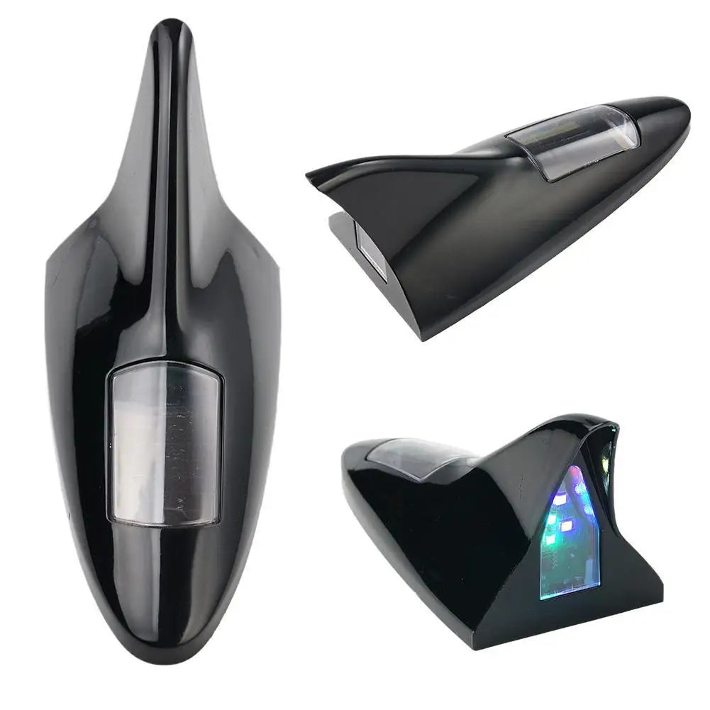 2025 New Universal Auto Car Led Warning Lamp Solar Powered Shark Fin Antenna Decorative Warning Signal Tail Light