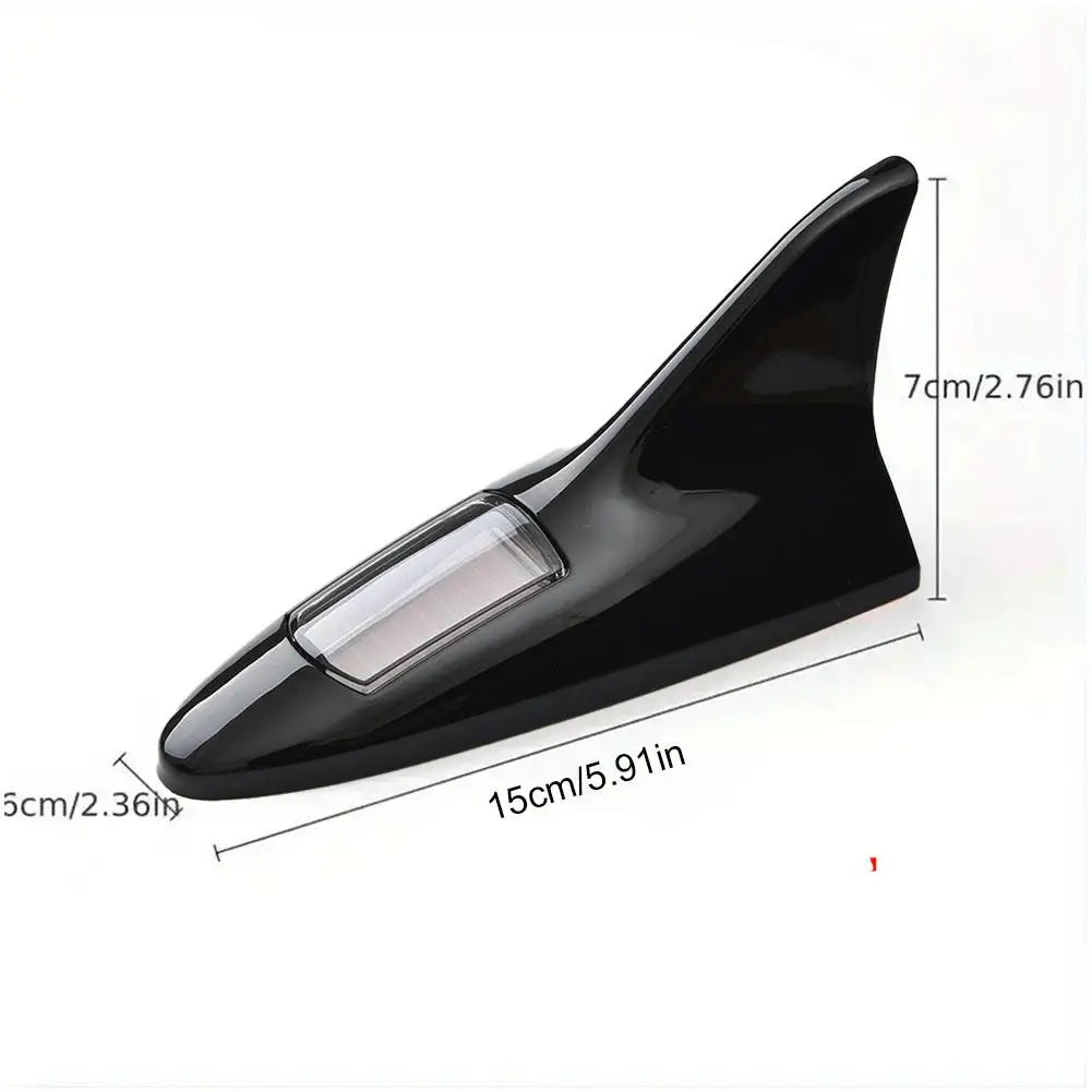 2025 New Universal Auto Car Led Warning Lamp Solar Powered Shark Fin Antenna Decorative Warning Signal Tail Light