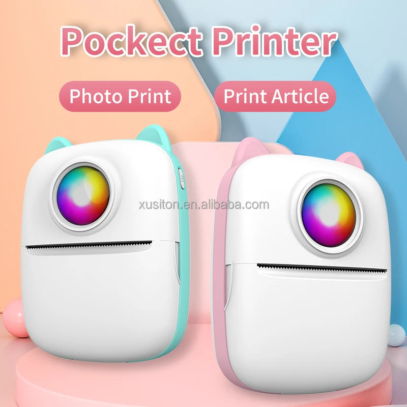 TJXL-X2 Thermal Printer 203 DPI HD Photo Note Label Student Printer Mistakes Handheld Pocket Portable Wireless Mini Digital Prin