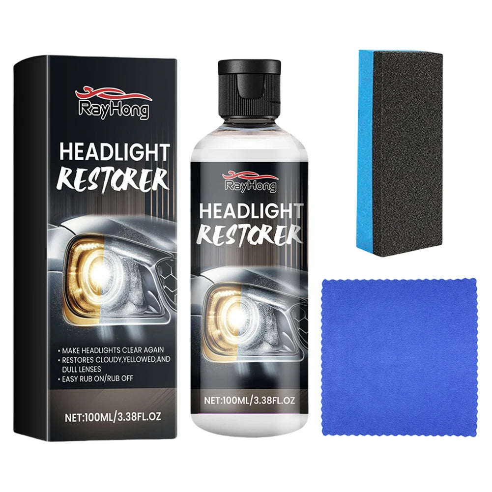 100ml Car Headlight Restoration Kit Cleans Yellow Haze Scratch Automotive Headlight Lens Restorer