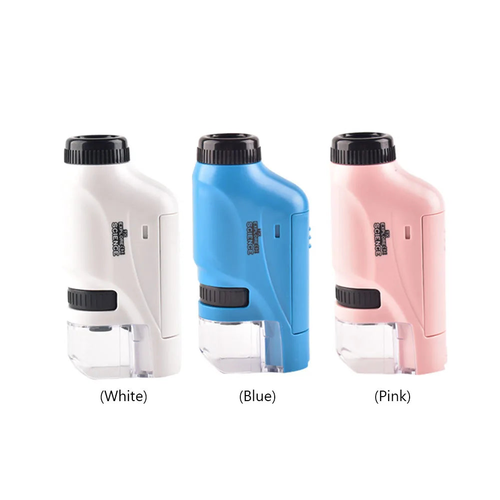 Mini Pocket Microscope Handheld Microscope Kit Battery Powered Microscope With Lab LED Light 60X-120X Biological Kids Science