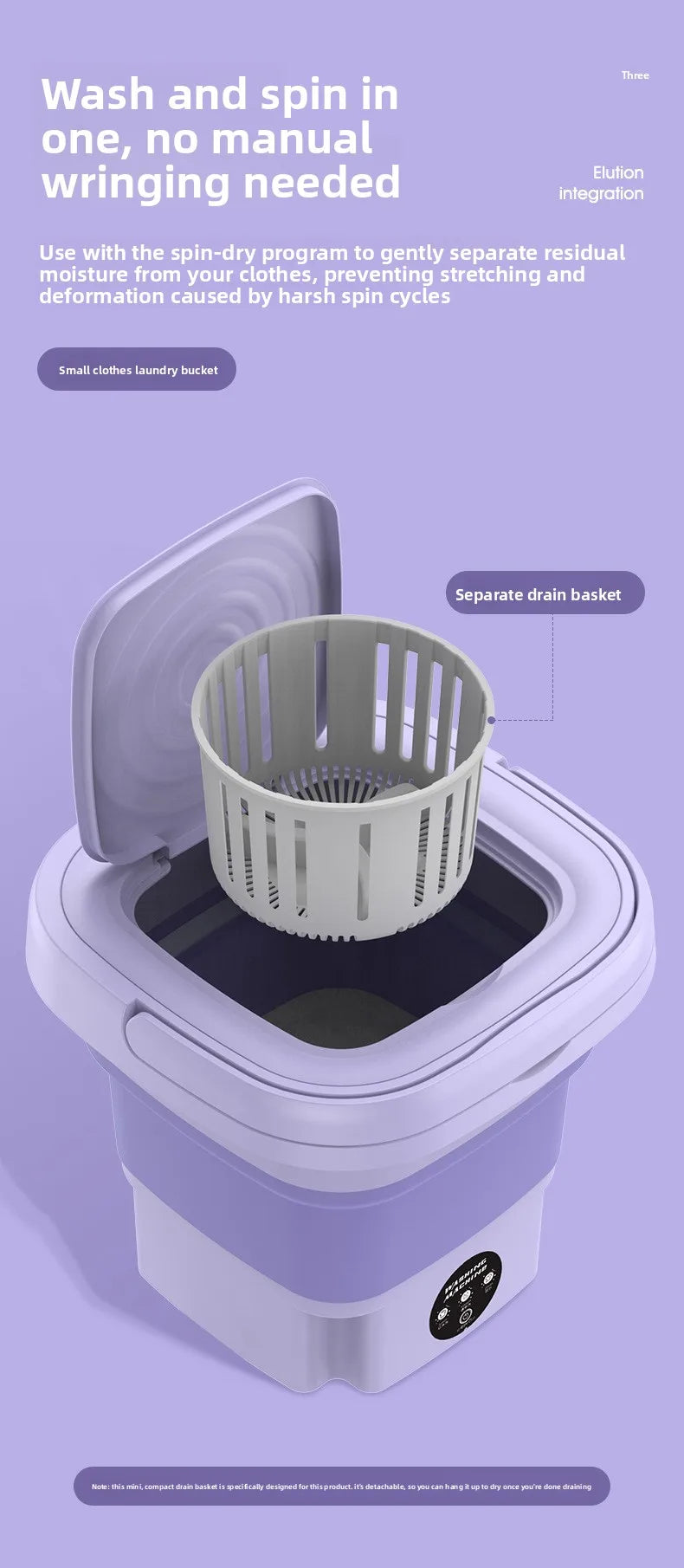 Portable Foldable Washing Machine with Spin Dryer for Socks Underwear Panties Mini Washer for Apartment Dorm Travel