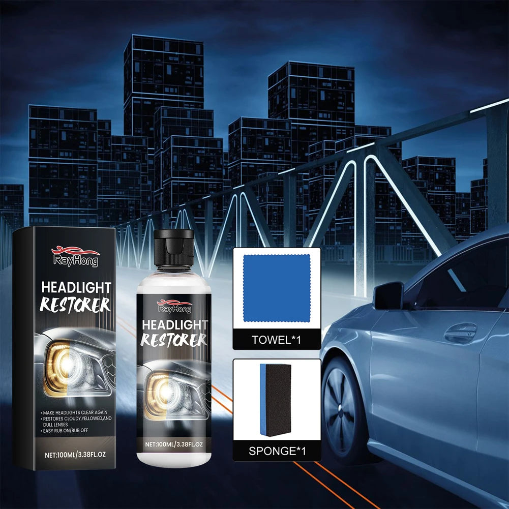 100ml Car Headlight Restoration Kit Cleans Yellow Haze Scratch Automotive Headlight Lens Restorer