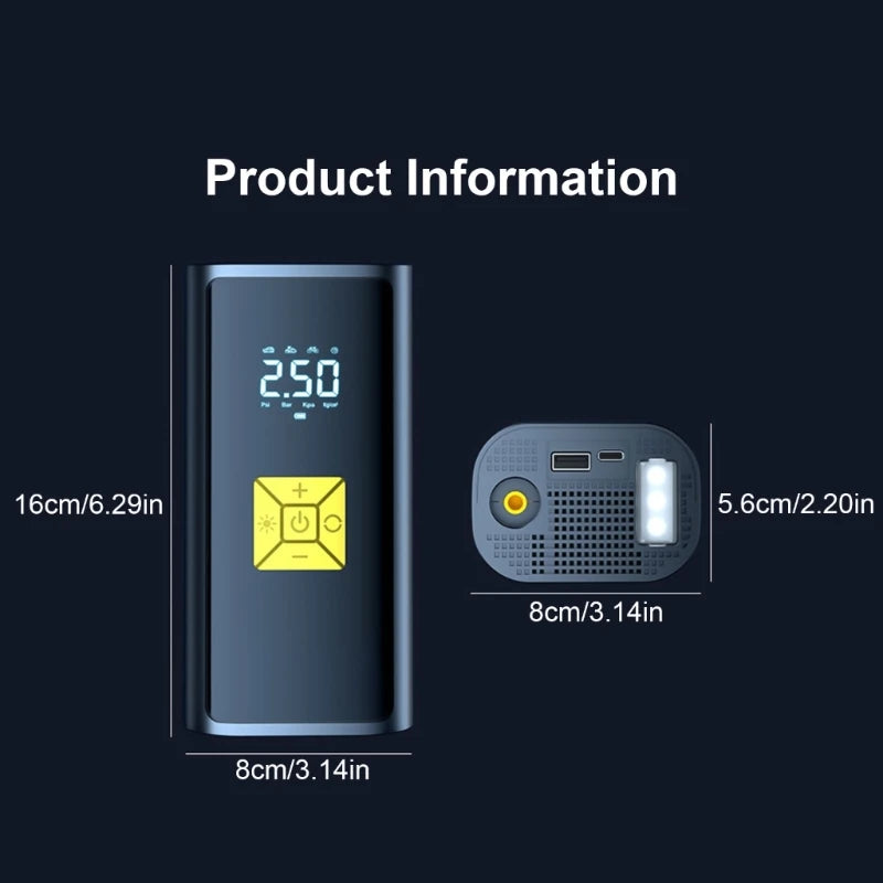 Car Jump Air Compressor Wireless Tire Inflator Digital Tire Inflator Automotive Starting Device with Light