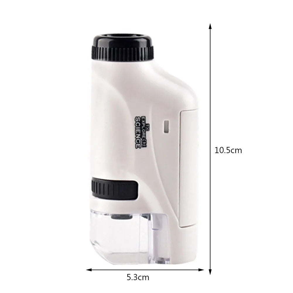 Mini Pocket Microscope Handheld Microscope Kit Battery Powered Microscope With Lab LED Light 60X-120X Biological Kids Science