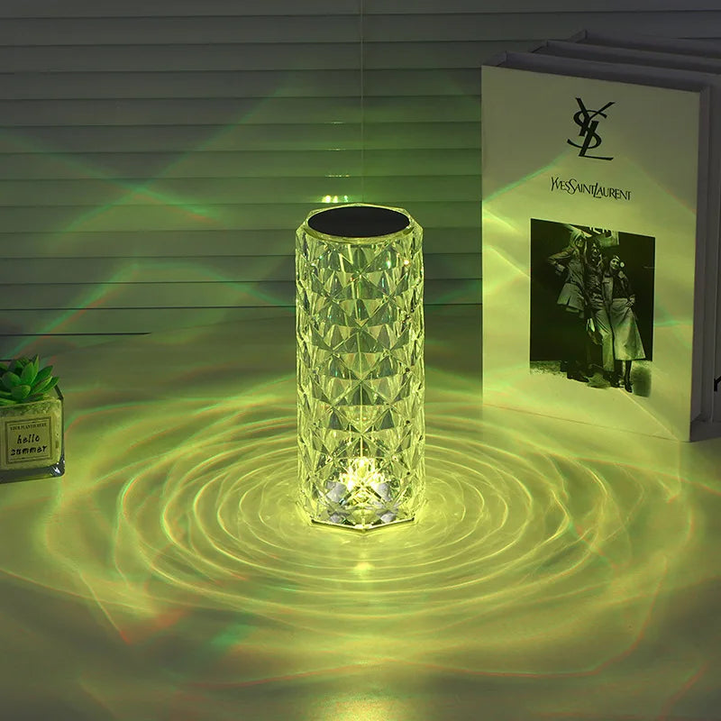Crystal desk lamp rose light ambient light bedroom bedside beautiful romantic color atmosphere charging