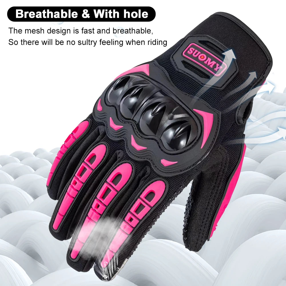 SUOMY New Orange Motorcycle Gloves Summer Men Women Full Finger Touch Screen Motocross Guantes Motorbike Bicycle Cycling Gloves