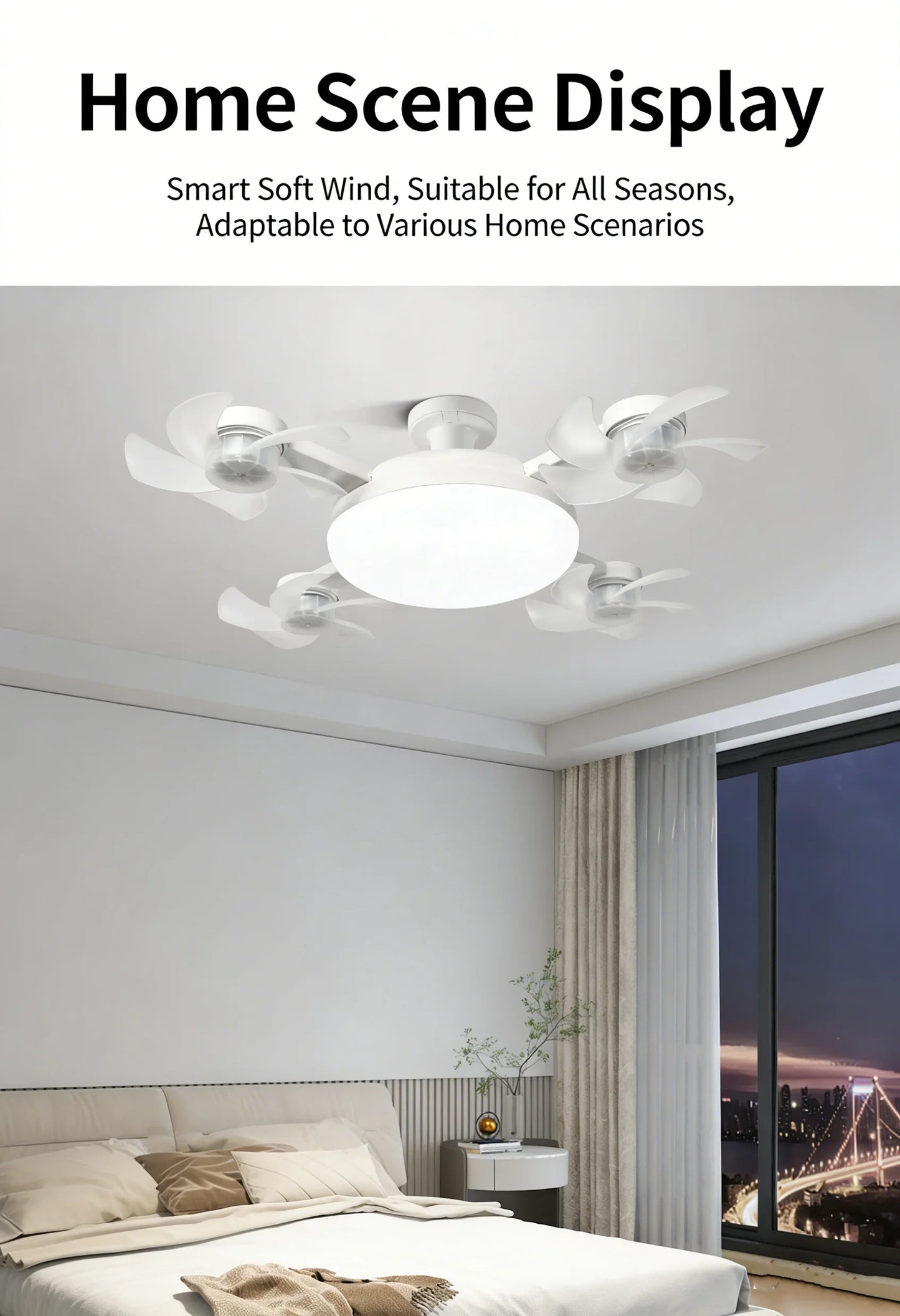 E27 3 in 1 Fan Light Bulb Drone Design 3/4 Blades Remote Control Ceiling Fan Lamp AC85V-265V for Bedroom Restaurant Living Room